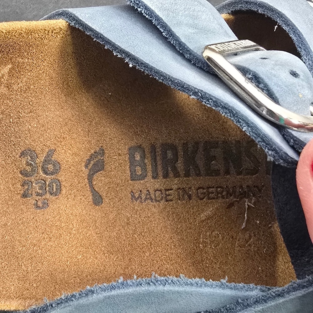 Birkenstock Franca Sandals Blue White Leather Buckle Slide Womens 36 EU 5 US - Picture 10 of 16